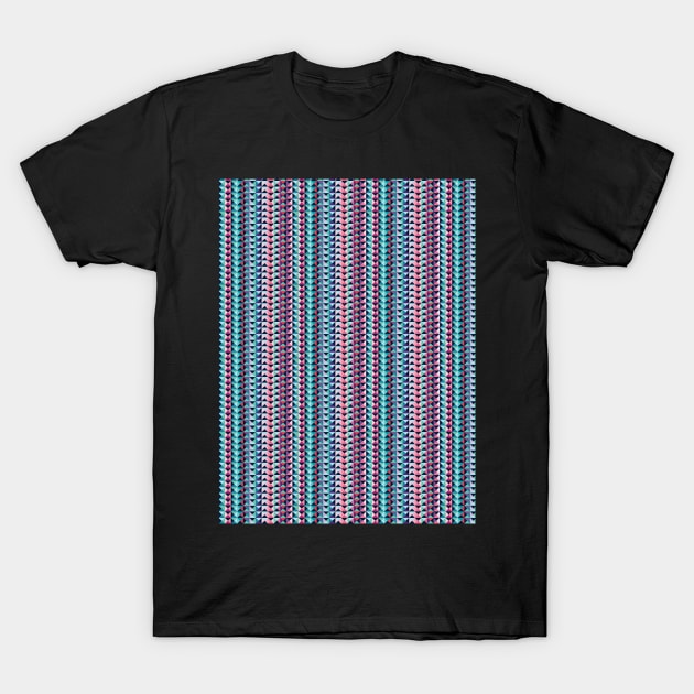 Pink and blue geometric cubes in lines T-Shirt by IngaDesign